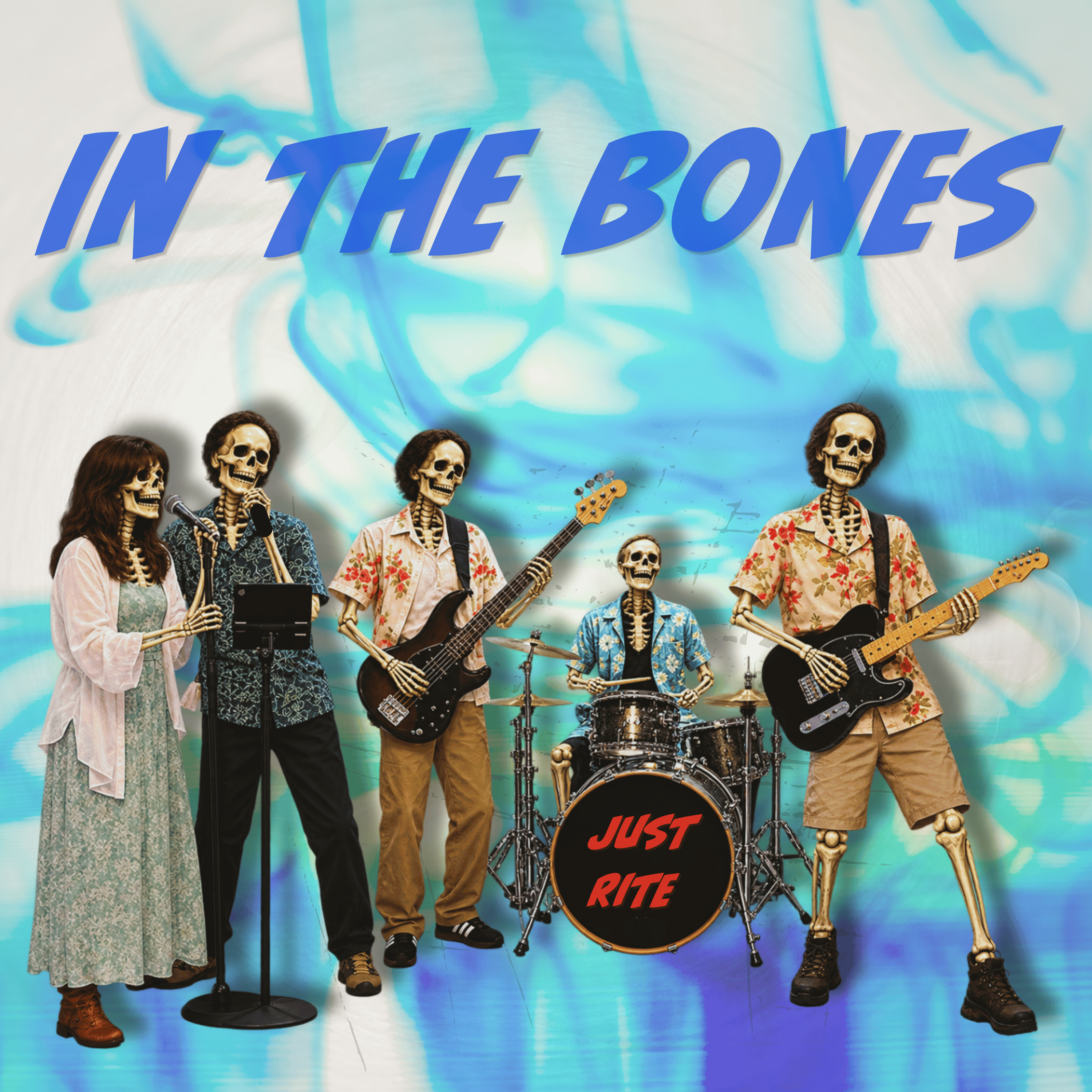 Just Rite In the Bones album artwork featuring skeletons